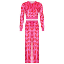 Load image into Gallery viewer, HEYOUNGIRL Women Velvet Heart Print Bomber Jacket And Pants