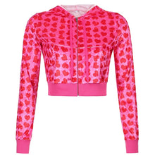 Load image into Gallery viewer, HEYOUNGIRL Women Velvet Heart Print Bomber Jacket And Pants