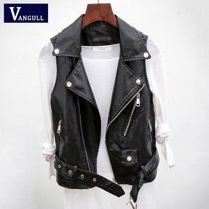VANGULL Women PU Leather Motorcycle Vest