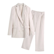 Load image into Gallery viewer, AACHOAE Women Two Piece Set Double Breasted Blazer With High Waist Long Pants