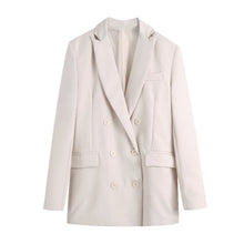 Load image into Gallery viewer, AACHOAE Women Two Piece Set Double Breasted Blazer With High Waist Long Pants
