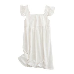TANGADA Women Yellow Cotton Square Collar Butterfly Sleeve Dress