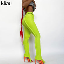 Load image into Gallery viewer, KLIOU Women Splicing Long Medium Waist Skinny Pants