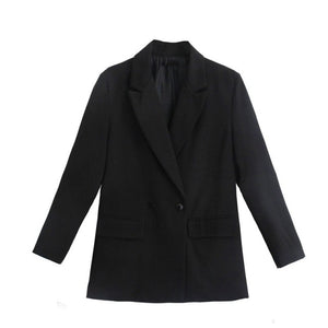 WIXRA Women Plaid Double Breasted Vintage Blazer Coat