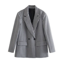 Load image into Gallery viewer, WIXRA Women Plaid Double Breasted Vintage Blazer Coat