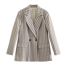 Load image into Gallery viewer, WIXRA Women Plaid Double Breasted Vintage Blazer Coat