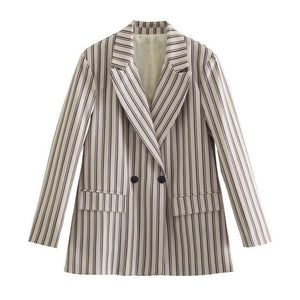 WIXRA Women Plaid Double Breasted Vintage Blazer Coat