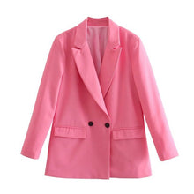 Load image into Gallery viewer, WIXRA Women Plaid Double Breasted Vintage Blazer Coat