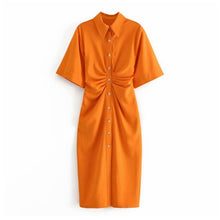 Load image into Gallery viewer, AACHOAE Women Button-Up Vintage Short Sleeve Long Dress