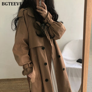 BGTEEVER Women Double Breasted Trench Coat