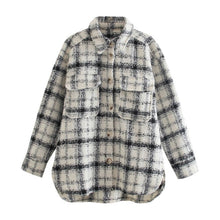 Load image into Gallery viewer, AACHOAE Women Long Sleeve Plaid Single Breasted Jacket Coat