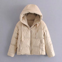 Load image into Gallery viewer, AACHOAE Women PU Faux Leather Padded Coat