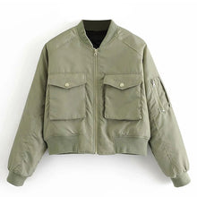 Load image into Gallery viewer, AACHOAE Women Padded Bomber Jacket