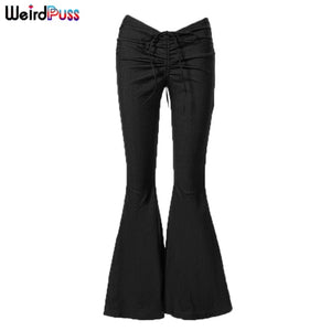 WEIRD PUSS Women Low Waist Flare Pants