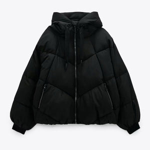 WIXRA Women Cotton Loose Pocket Zipper Casual Hooded Coat