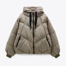 Load image into Gallery viewer, WIXRA Women Cotton Loose Pocket Zipper Casual Hooded Coat