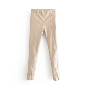 AACHOAE Women PU Faux Leather Stretch Pants