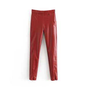 AACHOAE Women PU Faux Leather Stretch Pants