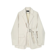 Load image into Gallery viewer, [EAM] Women Apricot Belt Single Breasted Irregular Blazer Jacket