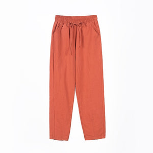 LUCKBN Women Casual Loose Ankle Pure Color Pants
