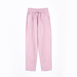 LUCKBN Women Casual Loose Ankle Pure Color Pants