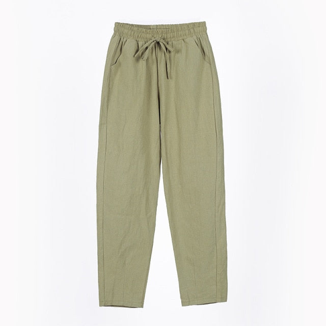 LUCKBN Women Casual Loose Ankle Pure Color Pants