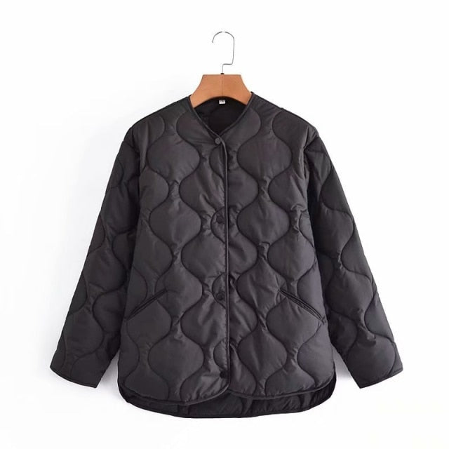 TANGADA Women Black Oversized Cotton Parka Jacket