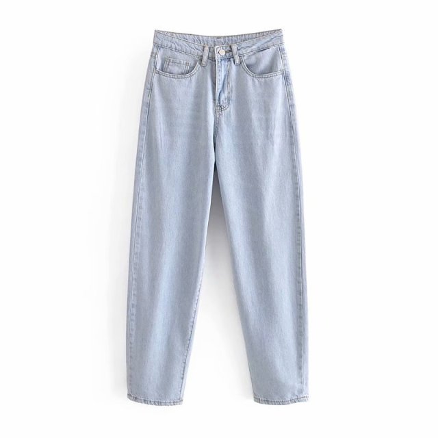 WIXRA Women Light Blue Pockets Loose Denim Jeans