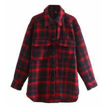 Load image into Gallery viewer, AACHOAE Women Long Sleeve Plaid Single Breasted Jacket Coat