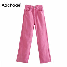 Load image into Gallery viewer, AACHOAE Women Wide Leg High Waist Cotton Long Denim Jeans