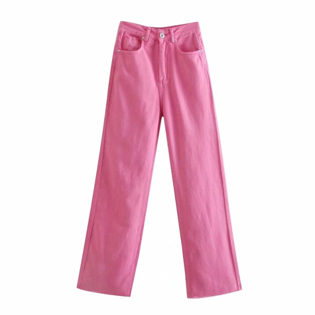 AACHOAE Women Wide Leg High Waist Cotton Long Denim Jeans