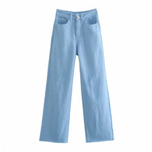 Load image into Gallery viewer, AACHOAE Women Wide Leg High Waist Cotton Long Denim Jeans