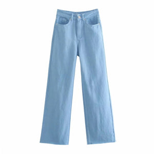 AACHOAE Women Wide Leg High Waist Cotton Long Denim Jeans