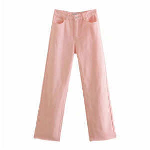 AACHOAE Women Wide Leg High Waist Cotton Long Denim Jeans