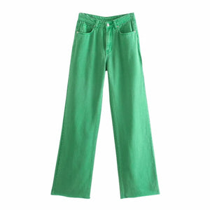 AACHOAE Women Wide Leg High Waist Cotton Long Denim Jeans