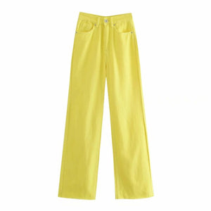 AACHOAE Women Wide Leg High Waist Cotton Long Denim Jeans