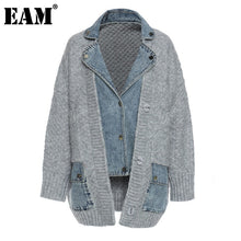 Load image into Gallery viewer, [EAM] Women Loose Fit Knitting Denim Stitch Jacket