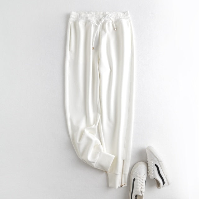 TANGADA Women White High Waist Pants