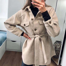Load image into Gallery viewer, PUWD Woman Loose Sashes Woolen Coats