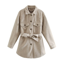 Load image into Gallery viewer, PUWD Woman Loose Sashes Woolen Coats