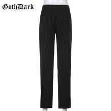 Load image into Gallery viewer, GOTH DARK Women Striped Print Black Slim High Waist Pants