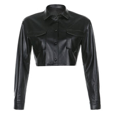 Load image into Gallery viewer, SUCHCUTE Women Basic Long Sleeve Vintage PU Leather Jacket