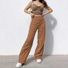 Load image into Gallery viewer, SWEETOWN Women Corduroy 90s Caramel Brown Low Waist Straight Pants