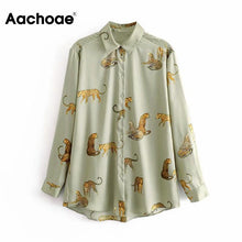 Load image into Gallery viewer, AACHOAE Women Leopard Print Turn Down Collar Shirt