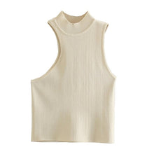 Load image into Gallery viewer, TANGADA Women Asymmetry Sleeveless Knitted Crop Top