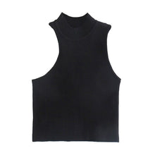 Load image into Gallery viewer, TANGADA Women Asymmetry Sleeveless Knitted Crop Top