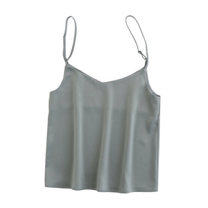 TANGADA Women V Neck Spaghetti Strap Crop Top