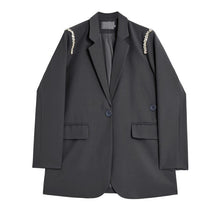 Load image into Gallery viewer, [EAM] Women Rhinestone Spliced Khaki Casual Blazer Jacket