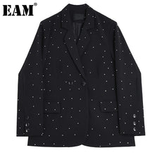 Load image into Gallery viewer, [EAM] Women Black Rhinestone Casual Blazer Jacket