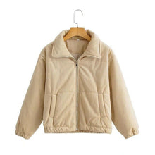 Load image into Gallery viewer, WIXRA Women Corduroy Puffer Bomber Coat
